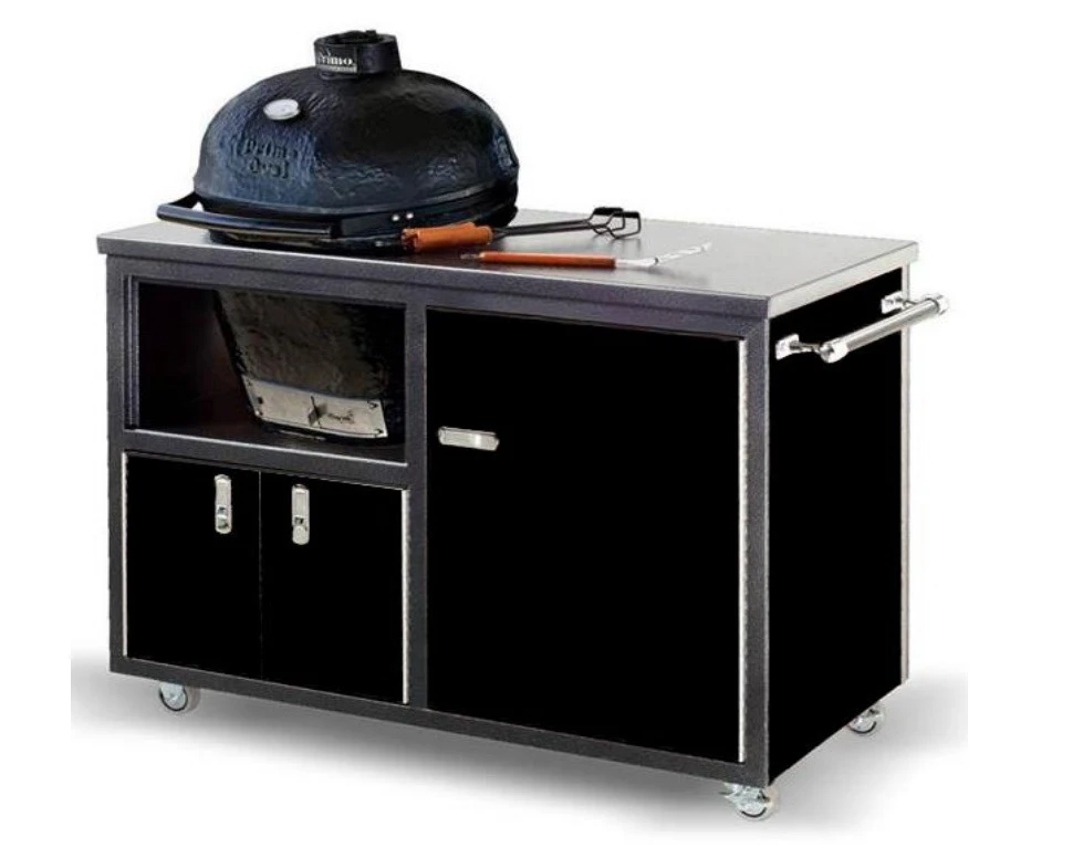 Challenger Designs 48" Black With Silver Vein Primo JR Grill Cart 1 Challenger Designs 48" Black With Silver Vein Primo JR Grill Cart